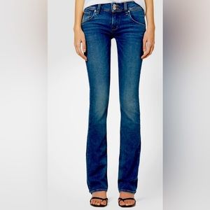 HUDSON JEANS WOMENS SIZE 25. stretchy blue denim Mid-Rise Baby Bootcut Jeans.